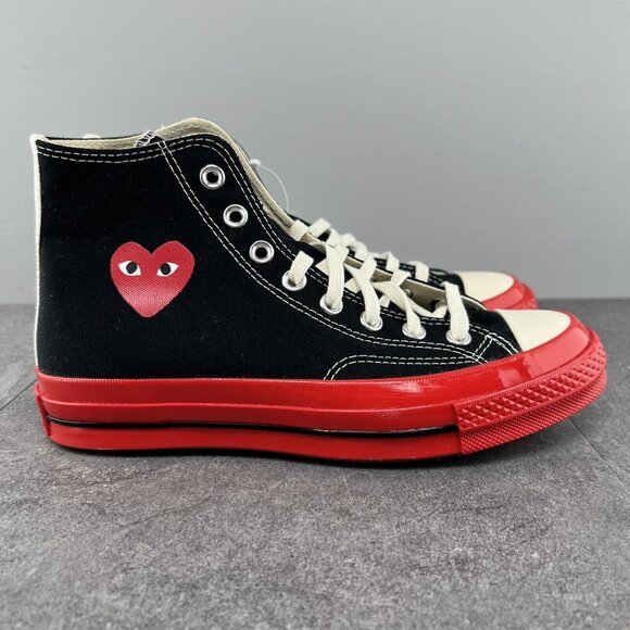 Converse Chuck Taylor All Star 70 Hi Comme Des Garcons Size 9 Womens Black Red - Picture 2 of 9